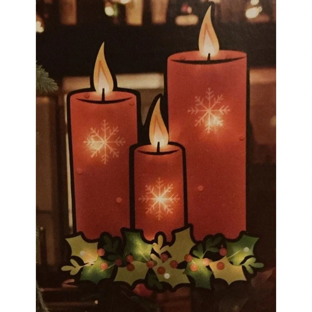 Holiday Time Shimmer Candles Indoor/Outdoor Christmas Light Up Window‎ Decor